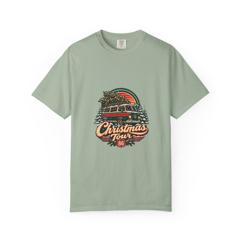 Christmas Tour Van T-shirt | Retro Holiday Tree Roadtrip 86