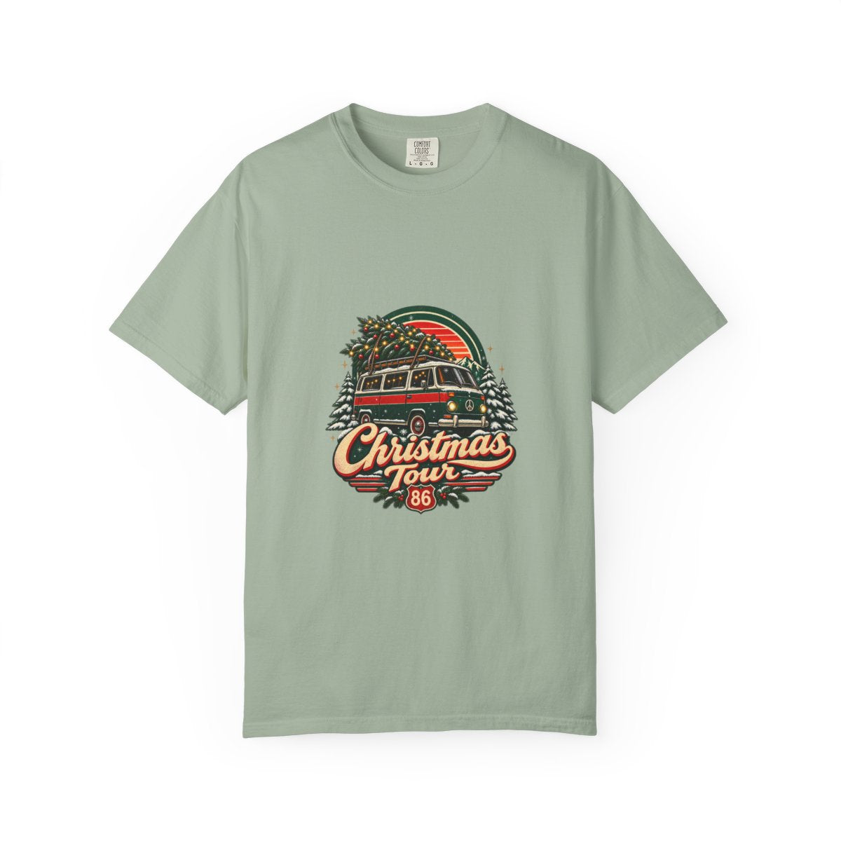 Christmas Tour Van T-shirt | Retro Holiday Tree Roadtrip 86