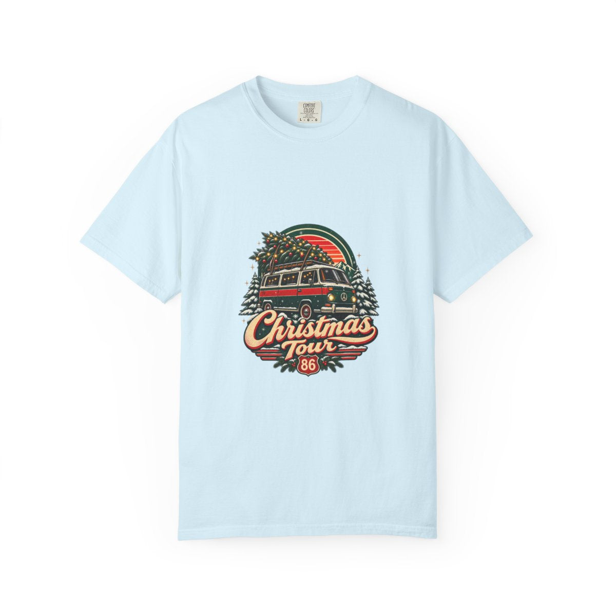 Christmas Tour Van T-shirt | Retro Holiday Tree Roadtrip 86