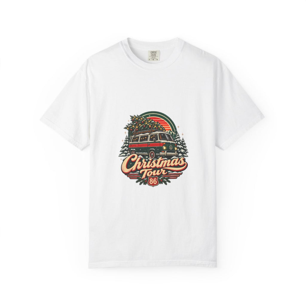 Christmas Tour Van T-shirt | Retro Holiday Tree Roadtrip 86