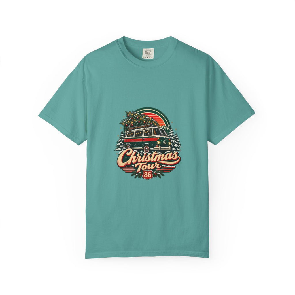 Christmas Tour Van T-shirt | Retro Holiday Tree Roadtrip 86