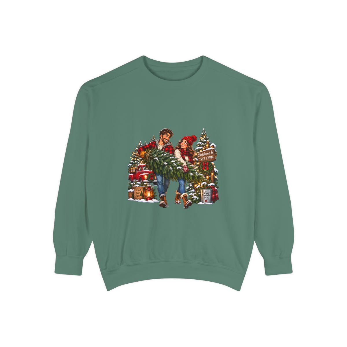 Christmas Tree Shopping Sweatshirt | Holiday Market Couple, Presents & Garland