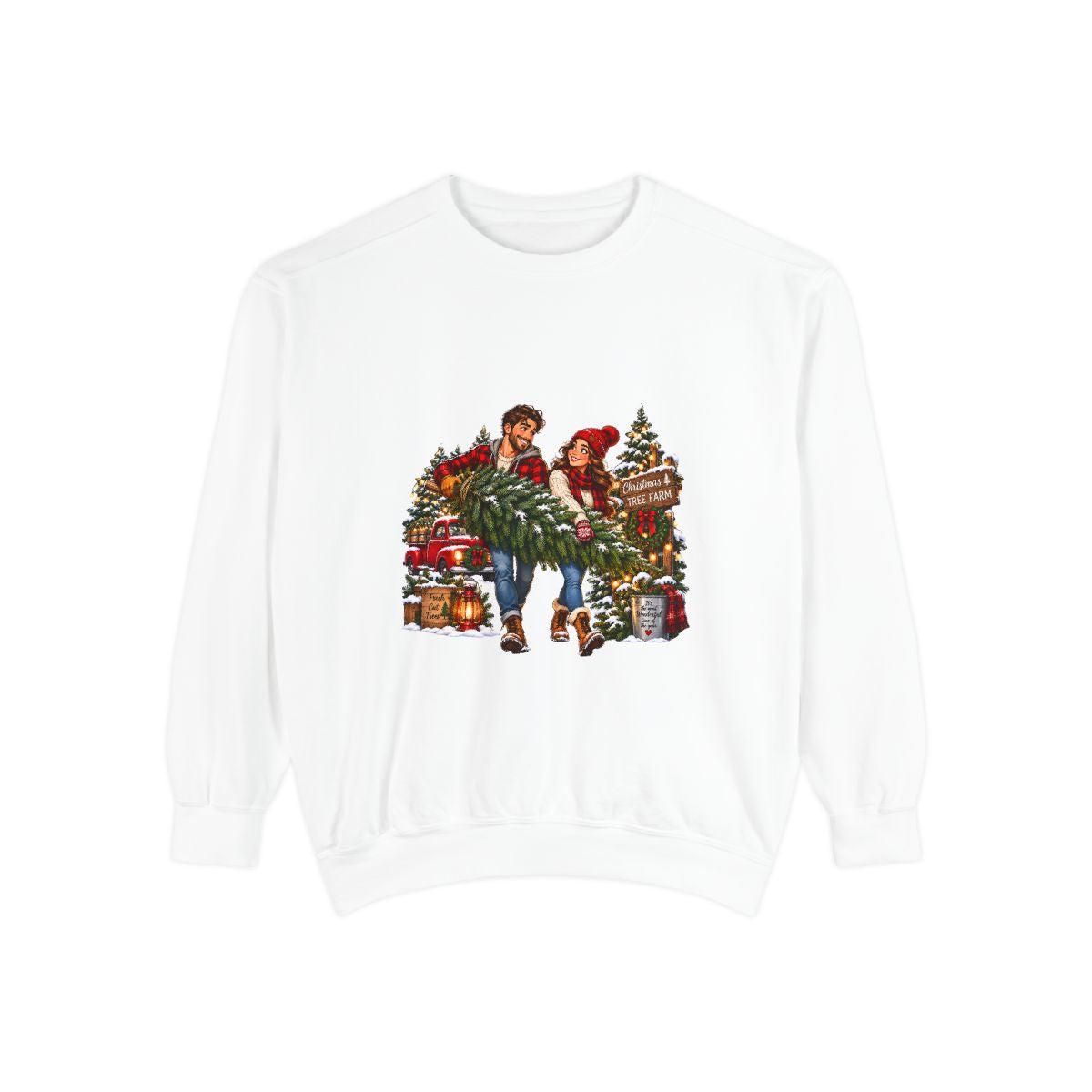 Christmas Tree Shopping Sweatshirt | Holiday Market Couple, Presents & Garland
