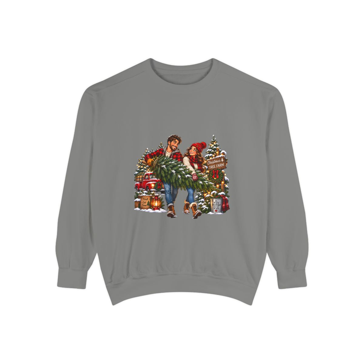 Christmas Tree Shopping Sweatshirt | Holiday Market Couple, Presents & Garland