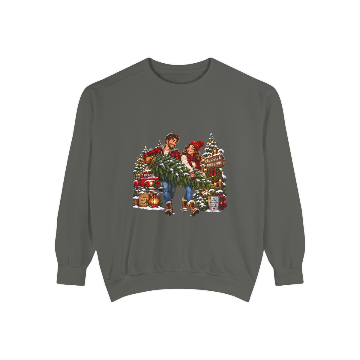 Christmas Tree Shopping Sweatshirt | Holiday Market Couple, Presents & Garland