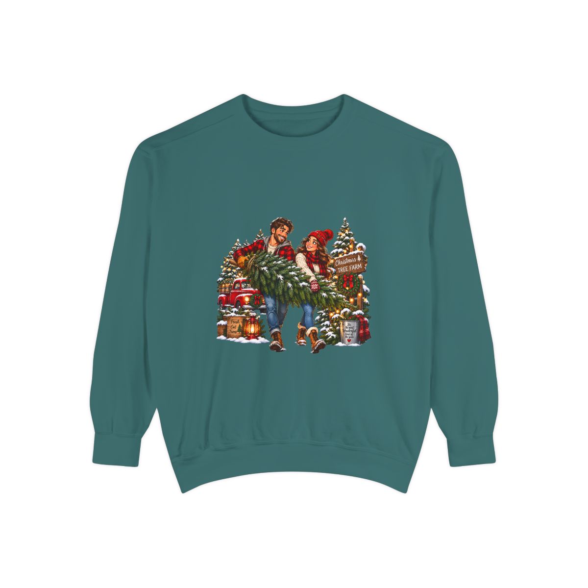 Christmas Tree Shopping Sweatshirt | Holiday Market Couple, Presents & Garland
