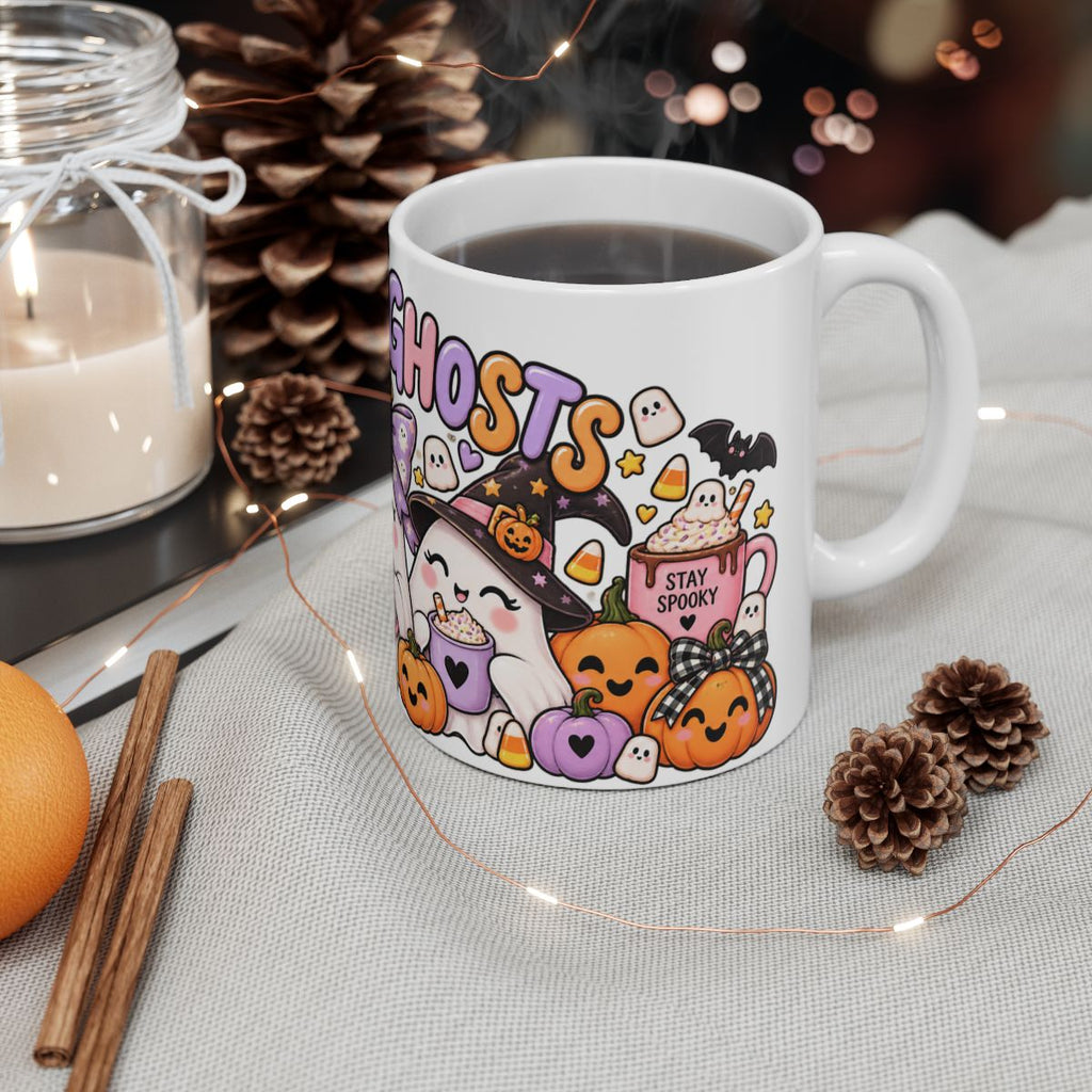 Cocoa & Ghosts Mug | Halloween Cute Ghosts Hot Cocoa Ceramic Mug