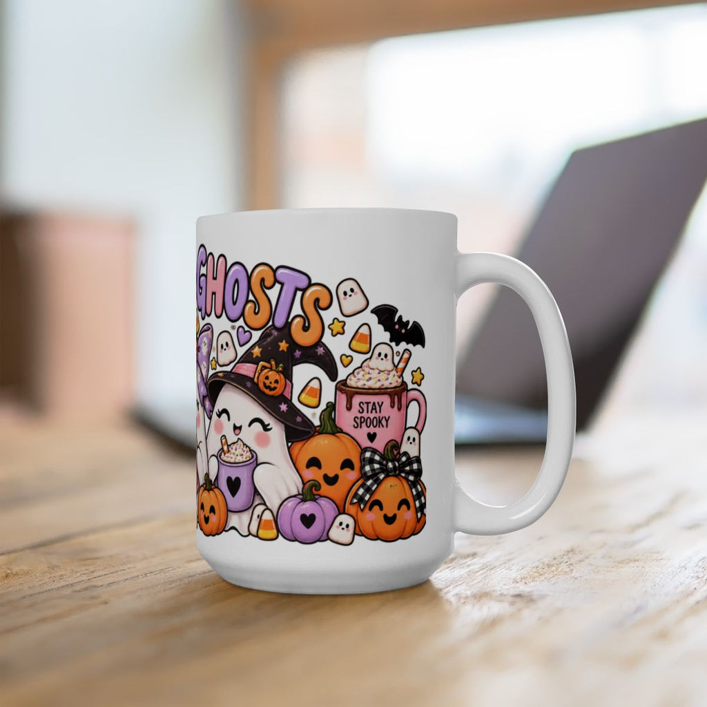 Cocoa & Ghosts Mug | Halloween Cute Ghosts Hot Cocoa Ceramic Mug