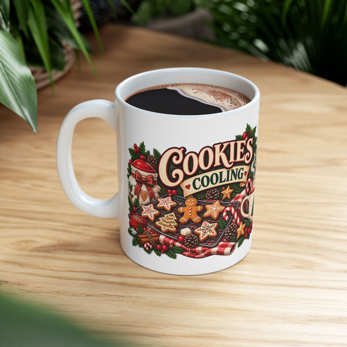 Cookies & Cocoa Holiday Illustration Mug | Christmas Hot Chocolate Ceramic Mug