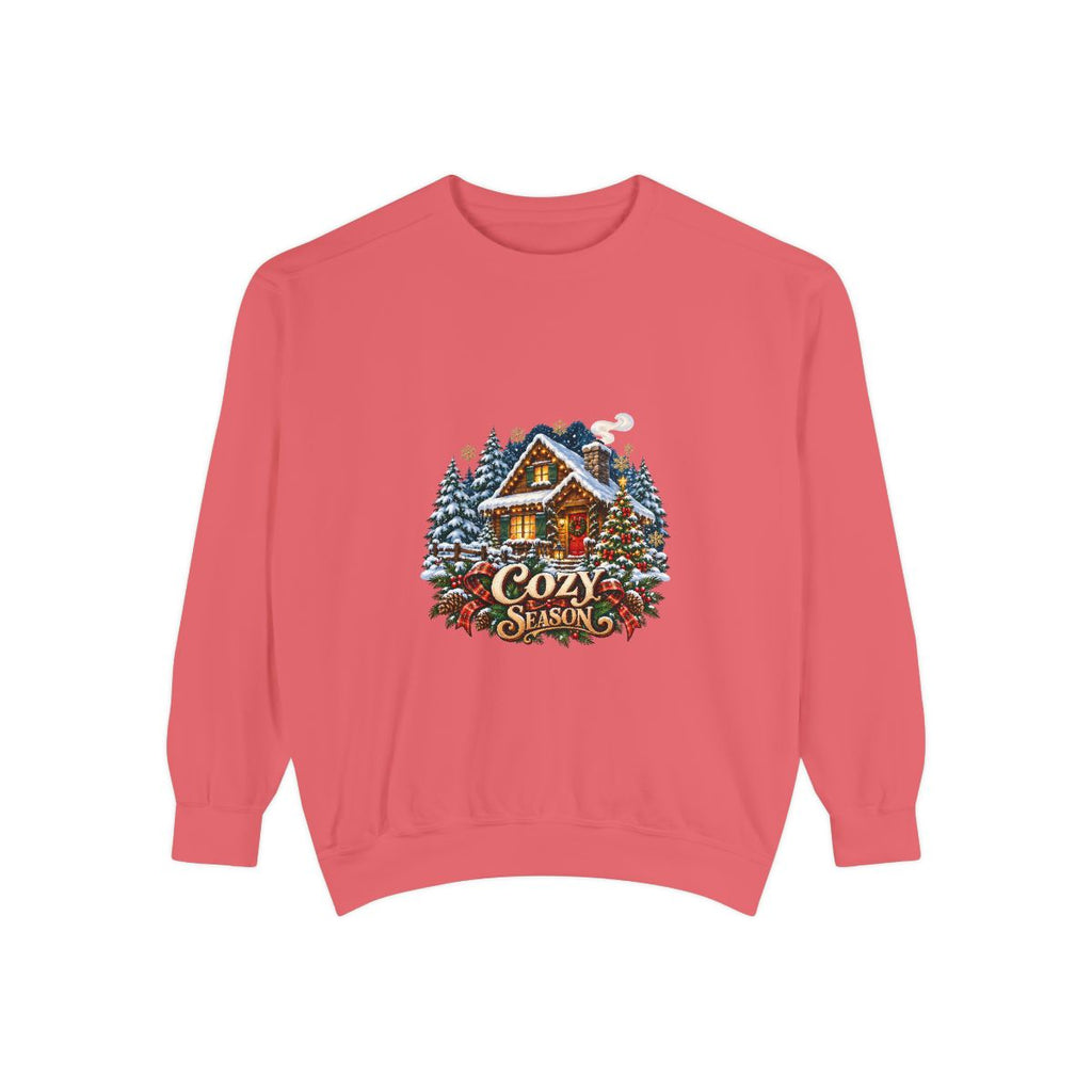 Cozy Cabin Winter Scene Sweatshirt | Christmas Cabin Snowy Pine Trees
