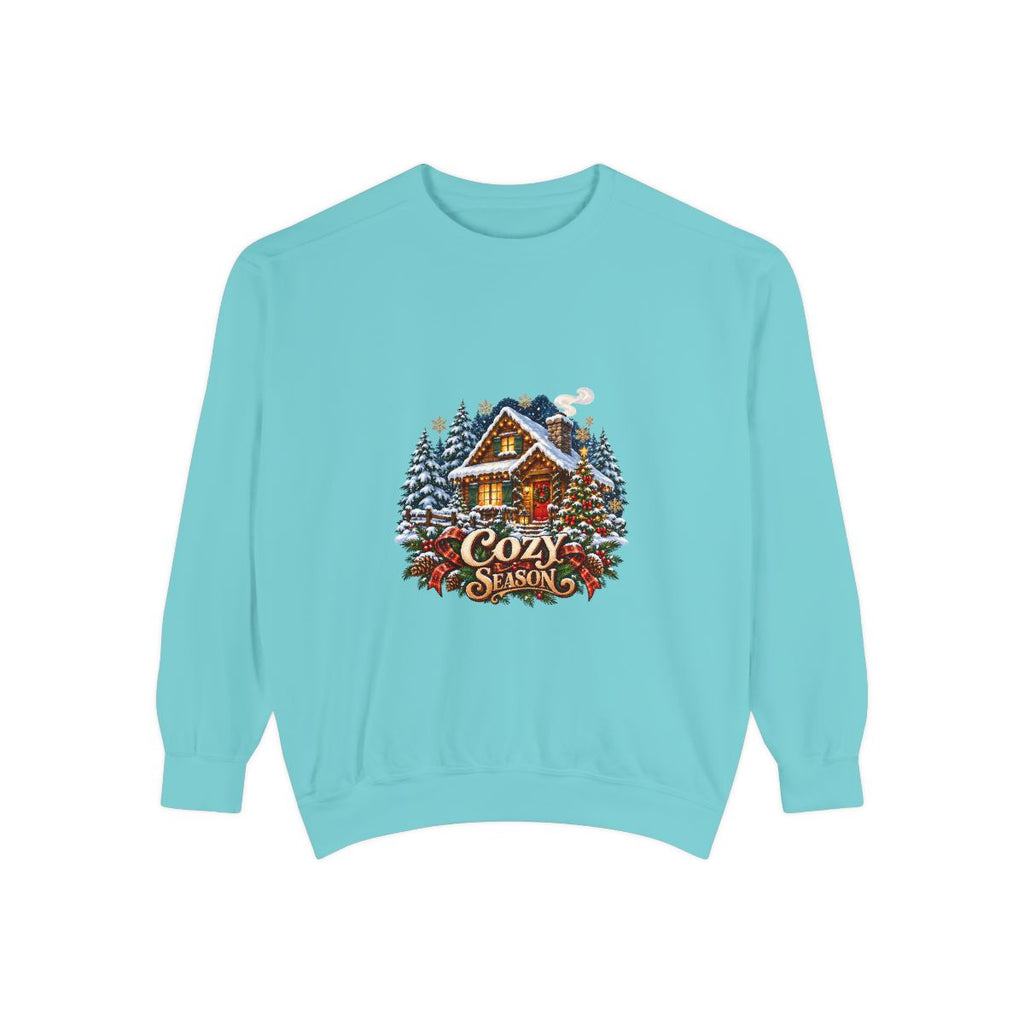 Cozy Cabin Winter Scene Sweatshirt | Christmas Cabin Snowy Pine Trees