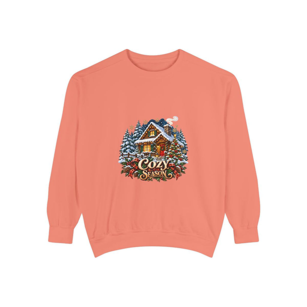 Cozy Cabin Winter Scene Sweatshirt | Christmas Cabin Snowy Pine Trees