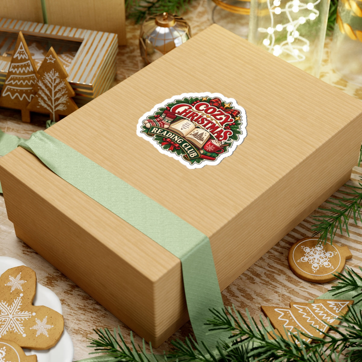 Cozy Christmas Reading Club Sticker | Kiss-Cut Holiday Booklover Decal