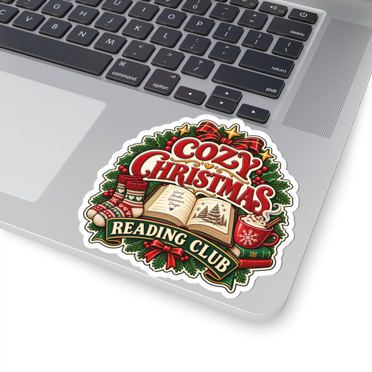 Cozy Christmas Reading Club Sticker | Kiss-Cut Holiday Booklover Decal