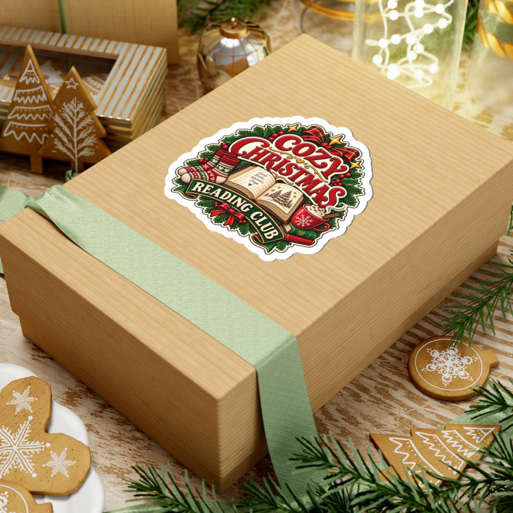 Cozy Christmas Reading Club Sticker | Kiss-Cut Holiday Booklover Decal