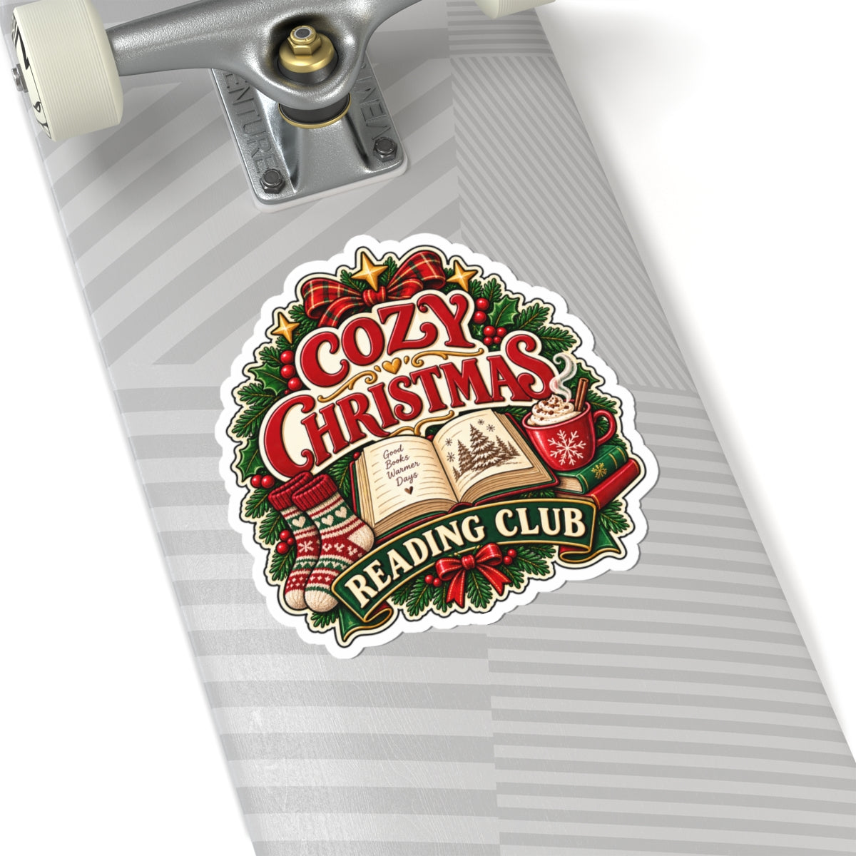 Cozy Christmas Reading Club Sticker | Kiss-Cut Holiday Booklover Decal