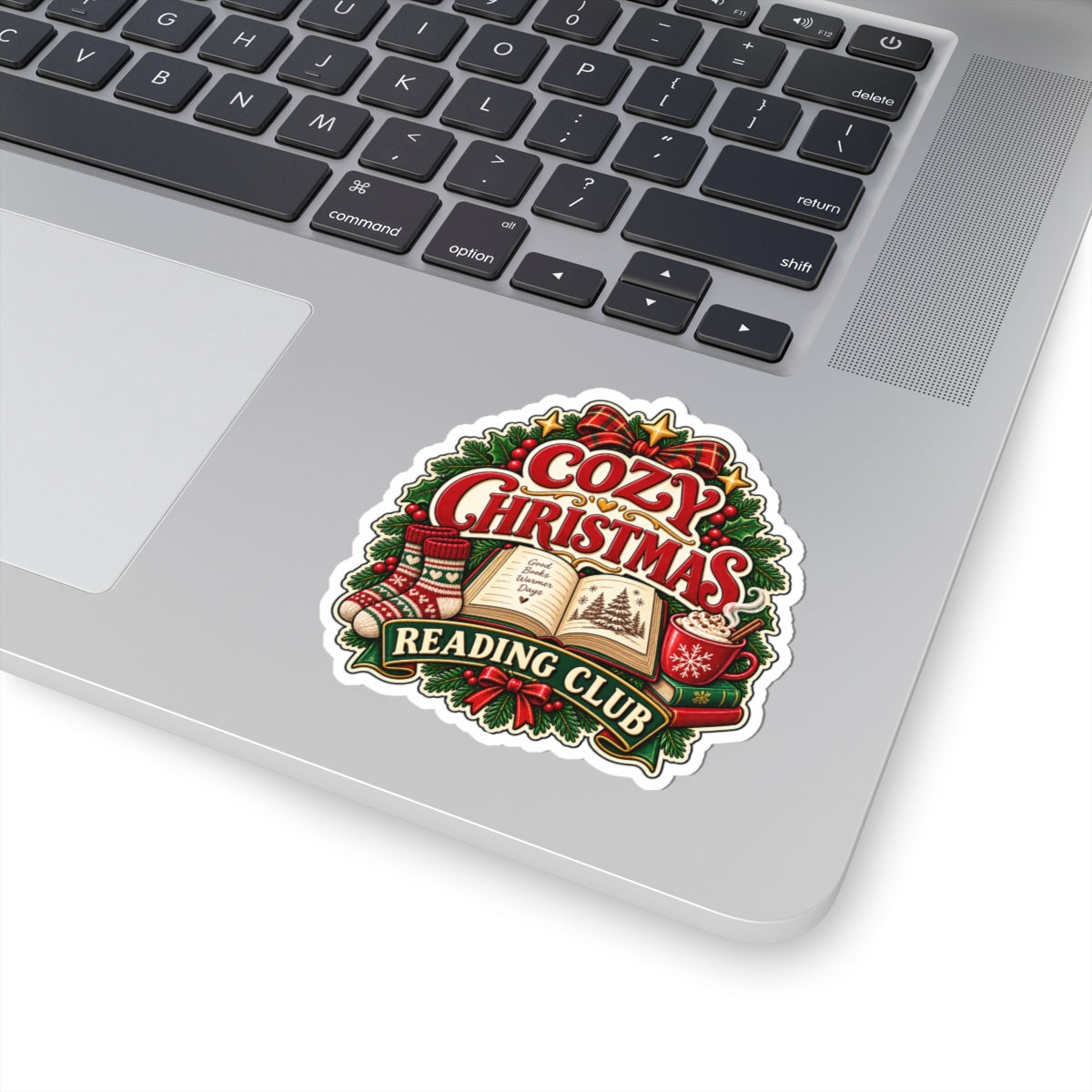 Cozy Christmas Reading Club Sticker | Kiss-Cut Holiday Booklover Decal