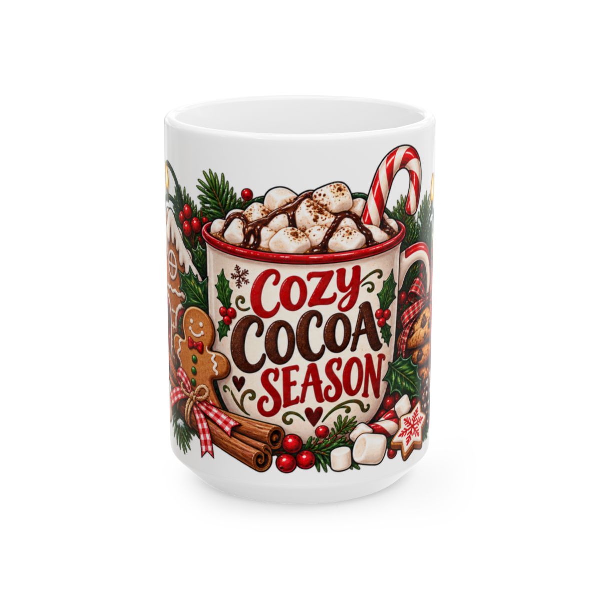 Cozy Cocoa Season Mug | Ceramic Holiday Hot Chocolate Mug