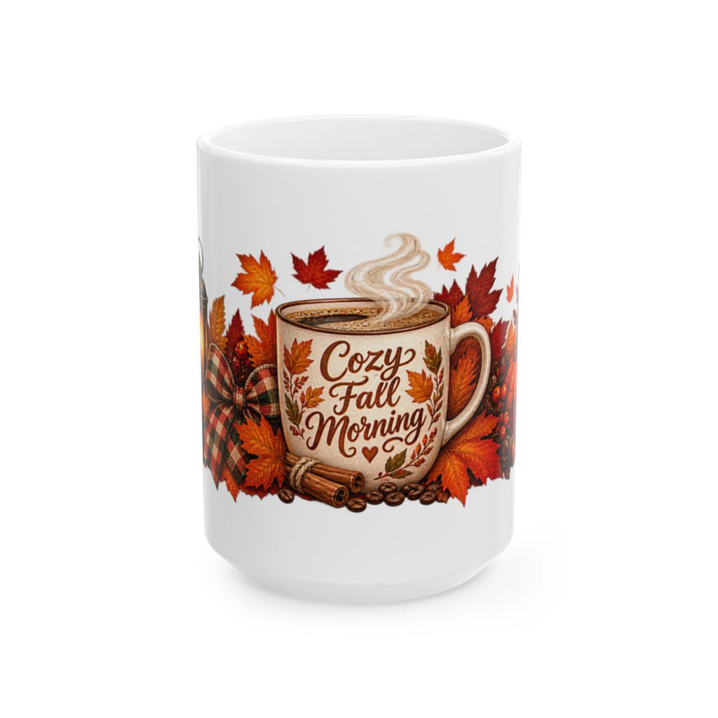 Cozy Fall Morning Mug | Autumn Leaves, Pumpkin Spice Coffee