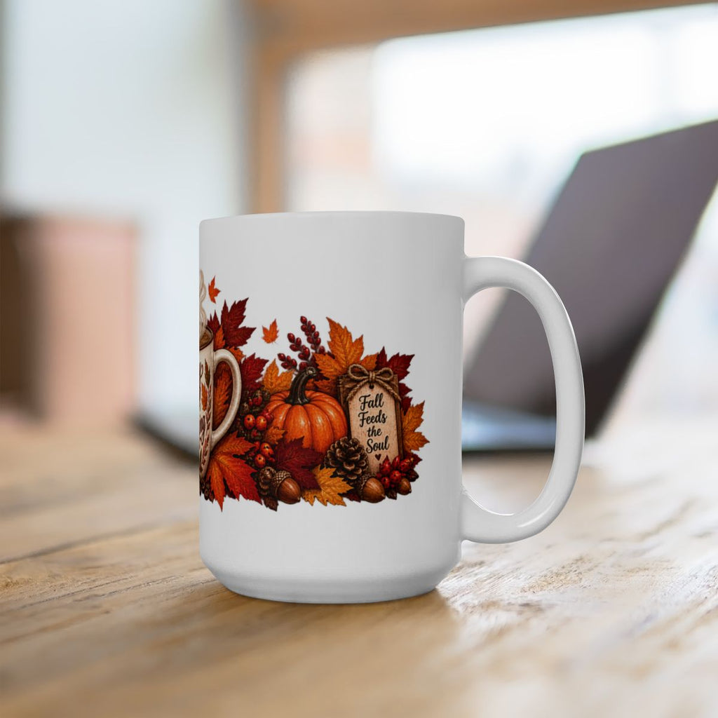 Cozy Fall Morning Mug | Autumn Leaves, Pumpkin Spice Coffee
