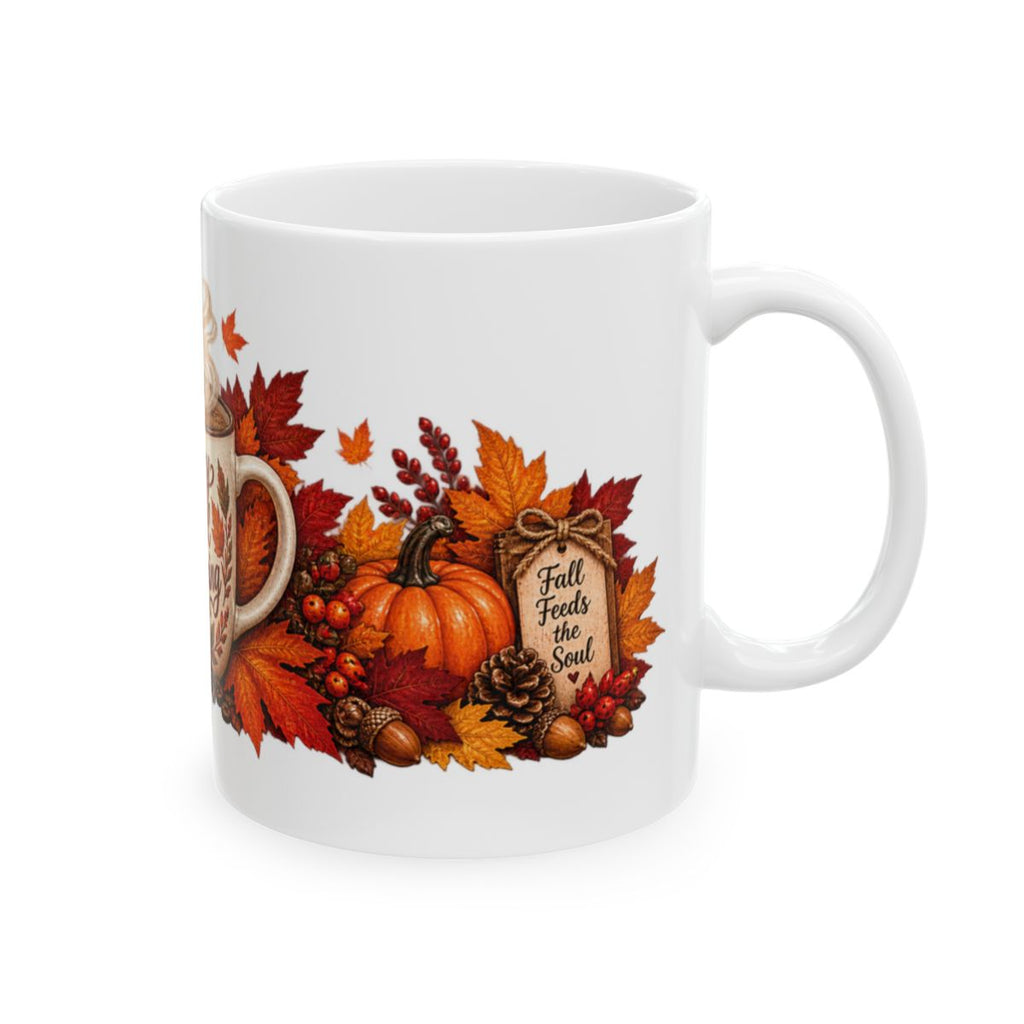 Cozy Fall Morning Mug | Autumn Leaves, Pumpkin Spice Coffee