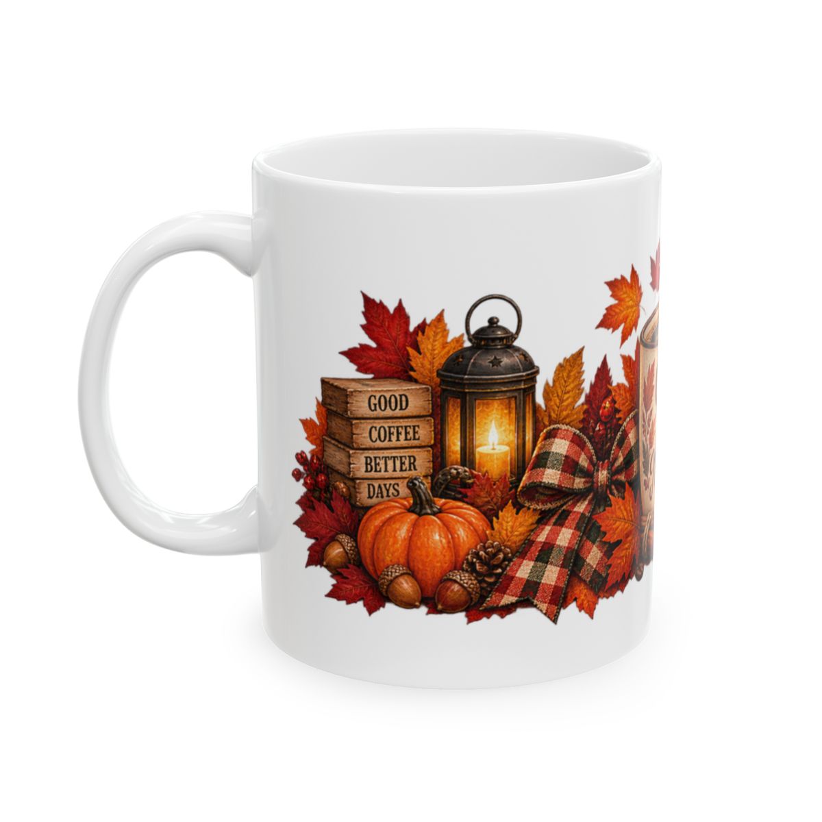 Cozy Fall Morning Mug | Autumn Leaves, Pumpkin Spice Coffee