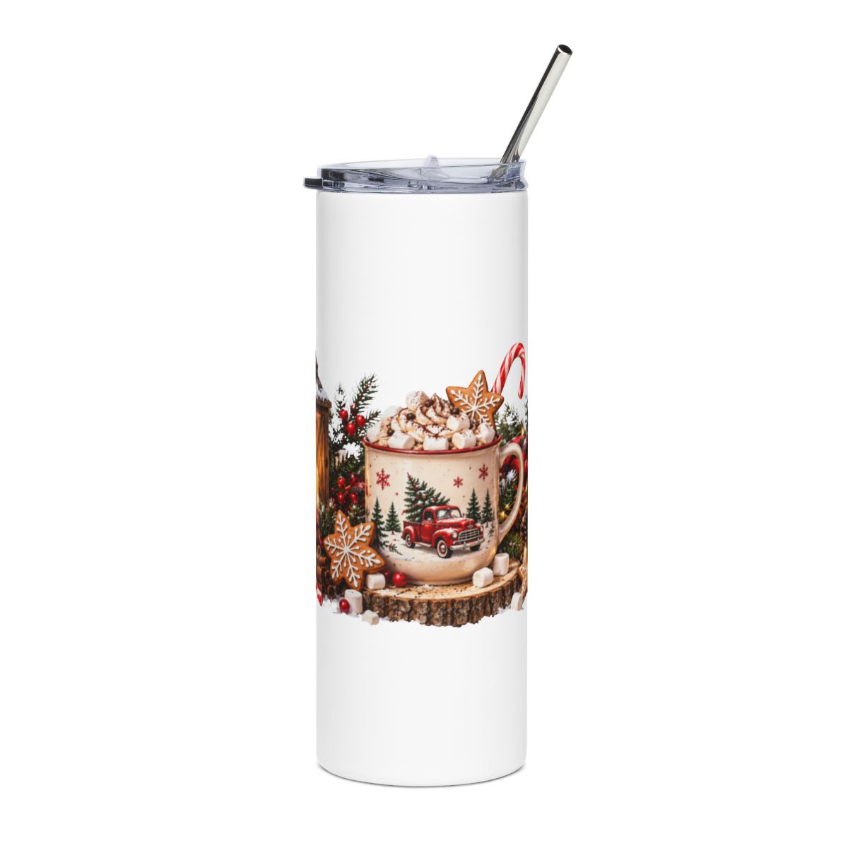 Cozy Hot Cocoa & Lantern Christmas 20oz Tumbler | Holiday Cocoa Scene