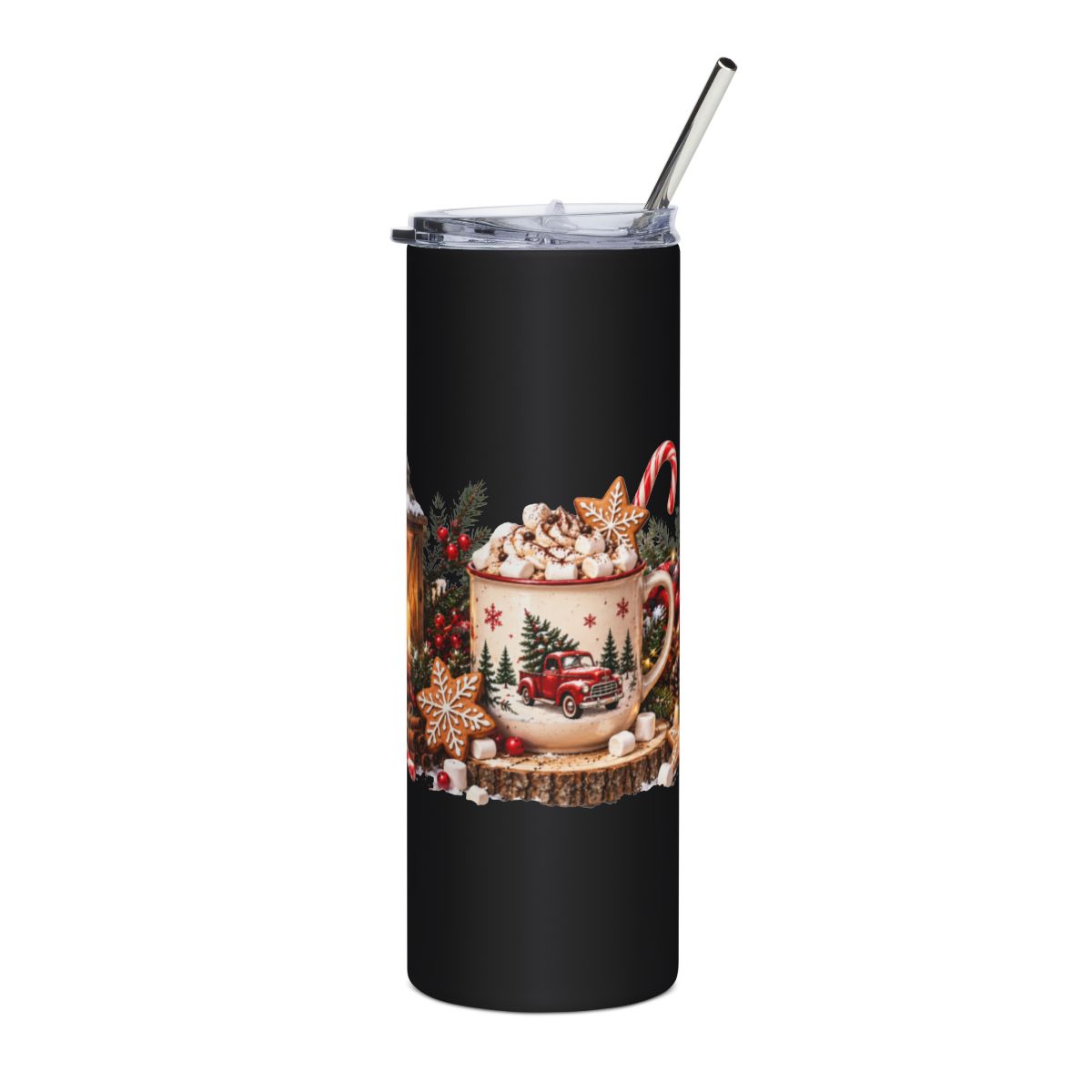 Cozy Hot Cocoa & Lantern Christmas 20oz Tumbler | Holiday Cocoa Scene