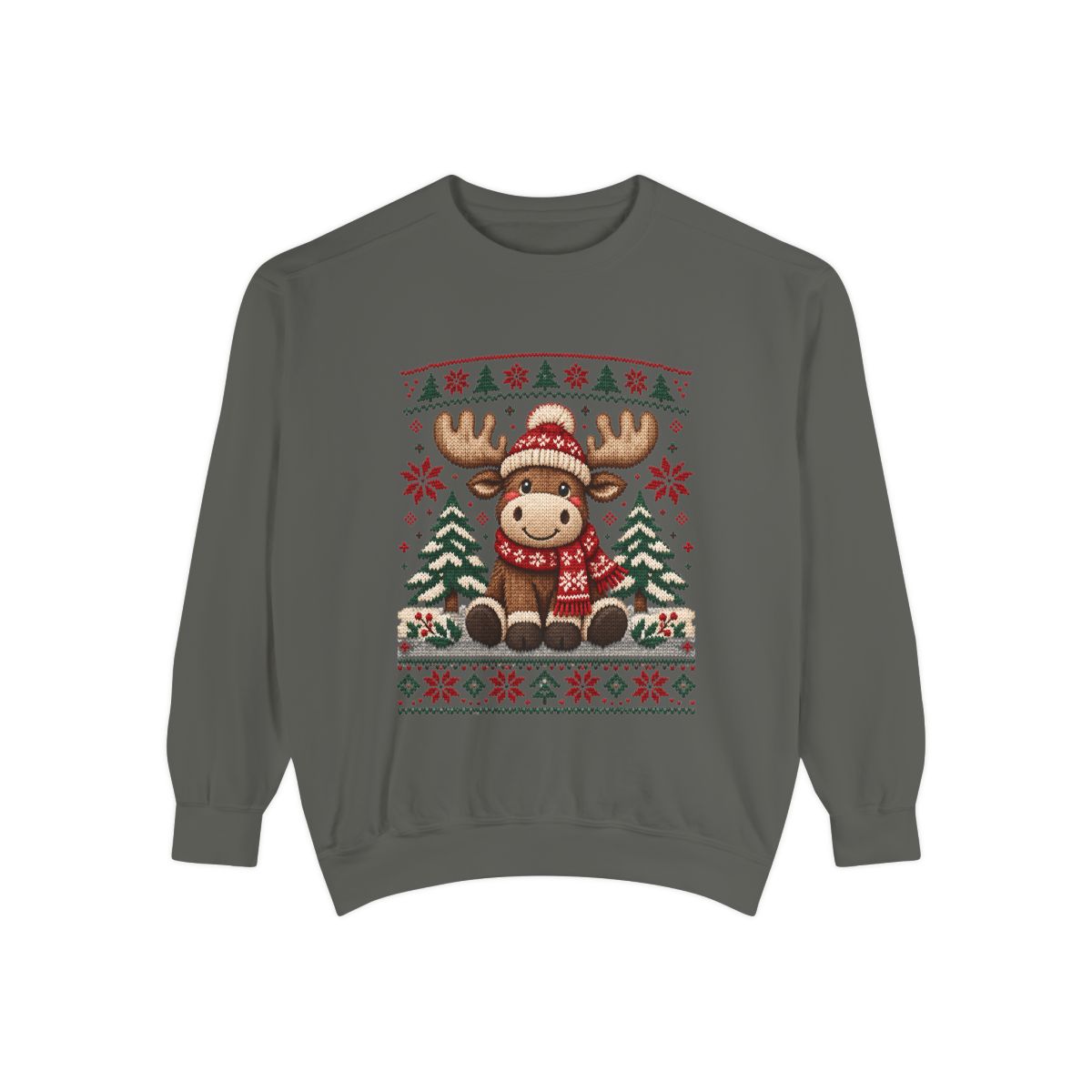 Cozy Moose Sweater Christmas Sweatshirt | Holiday Moose Graphic