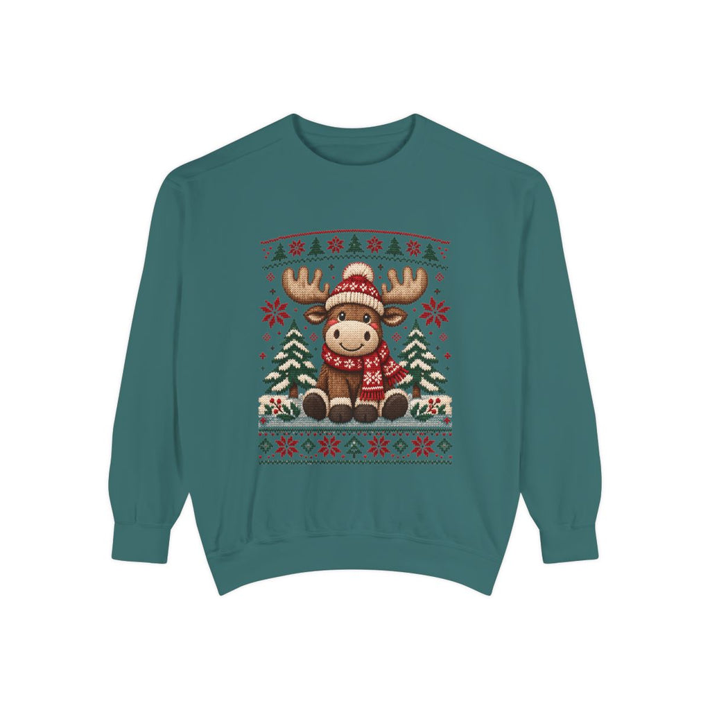 Cozy Moose Sweater Christmas Sweatshirt | Holiday Moose Graphic