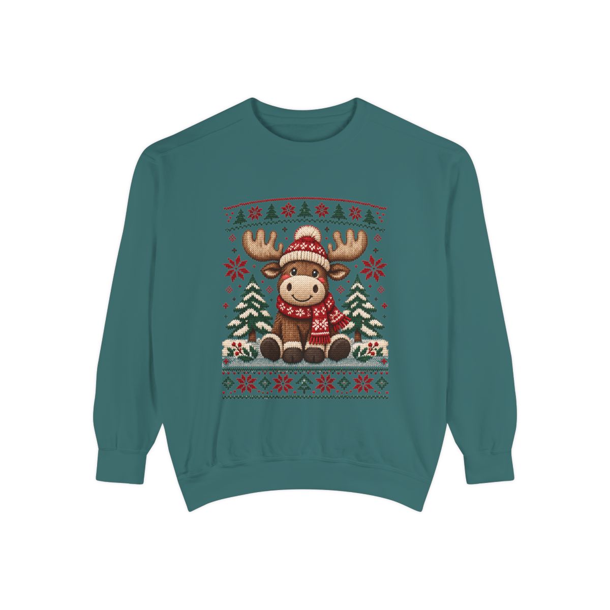 Cozy Moose Sweater Christmas Sweatshirt | Holiday Moose Graphic