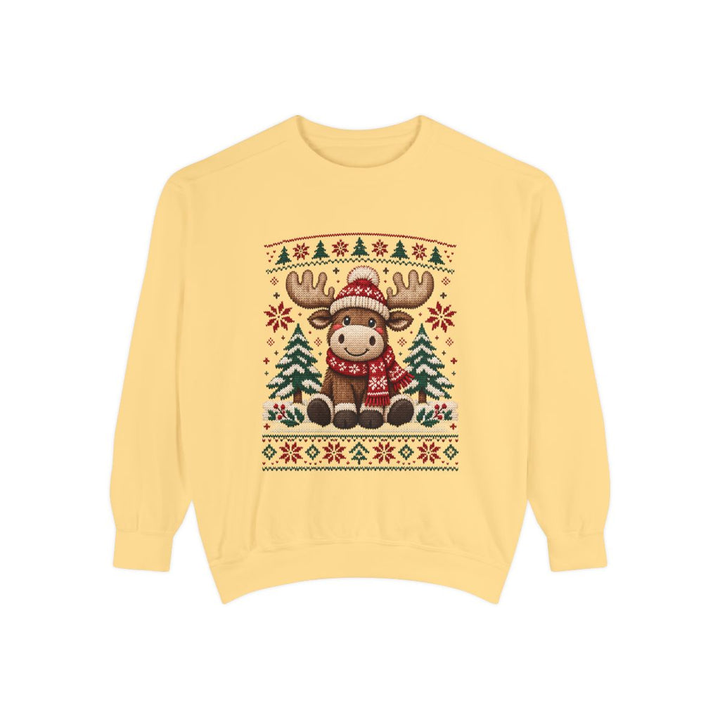 Cozy Moose Sweater Christmas Sweatshirt | Holiday Moose Graphic