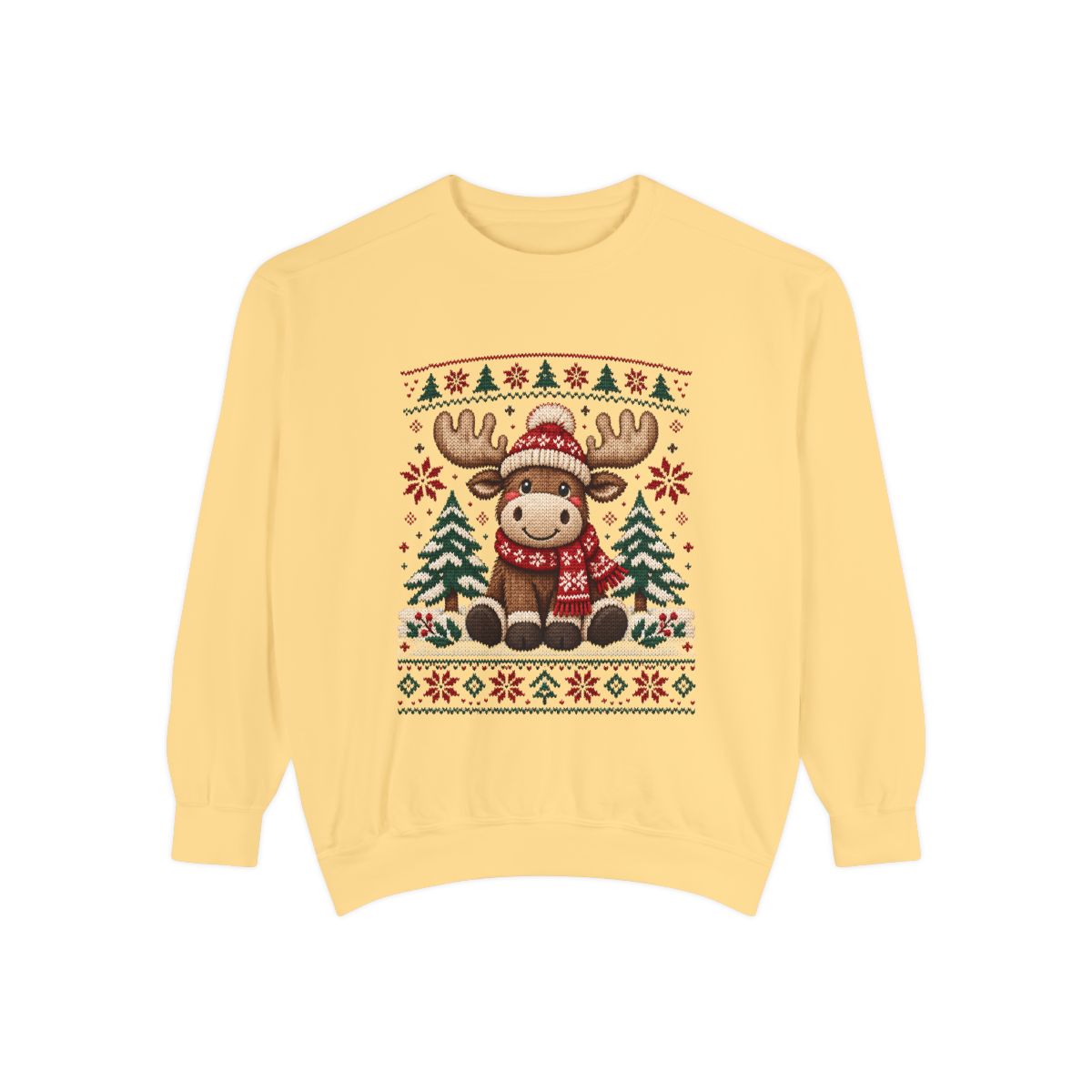 Cozy Moose Sweater Christmas Sweatshirt | Holiday Moose Graphic