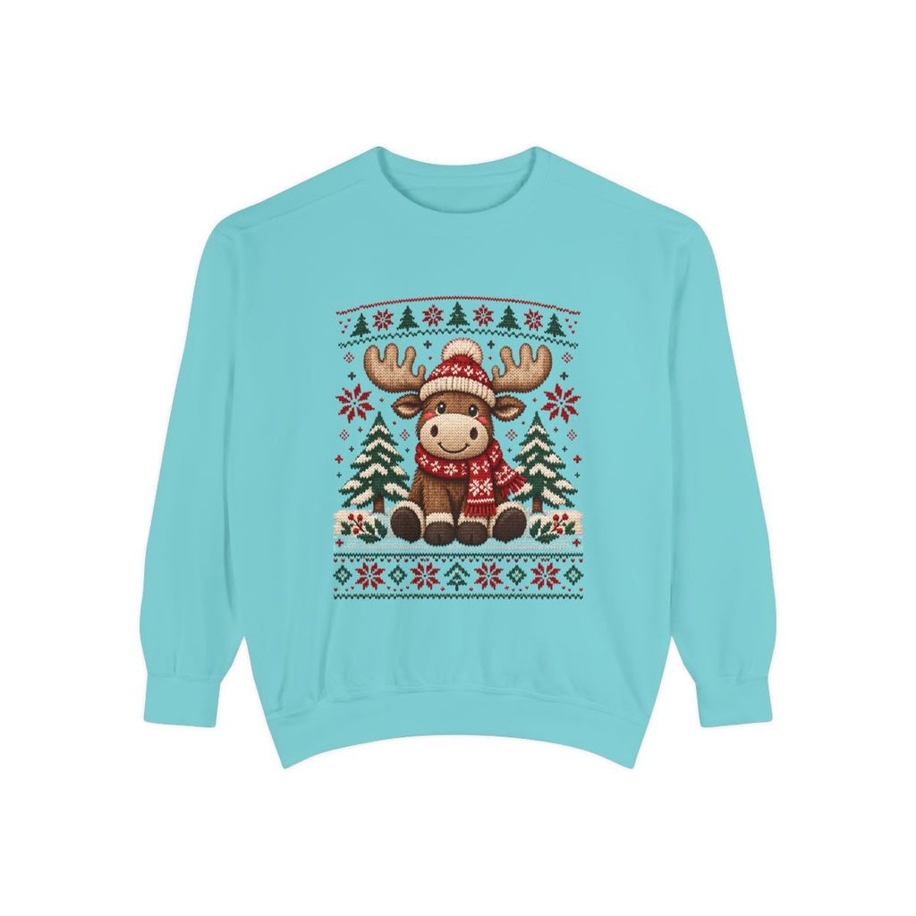 Cozy Moose Sweater Christmas Sweatshirt | Holiday Moose Graphic