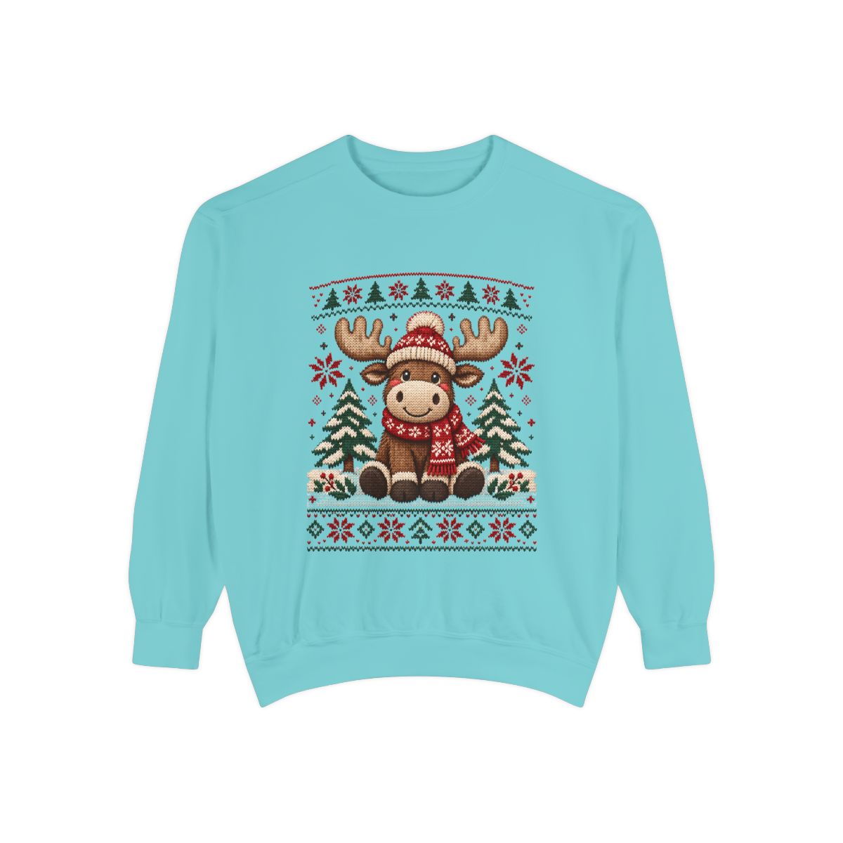 Cozy Moose Sweater Christmas Sweatshirt | Holiday Moose Graphic