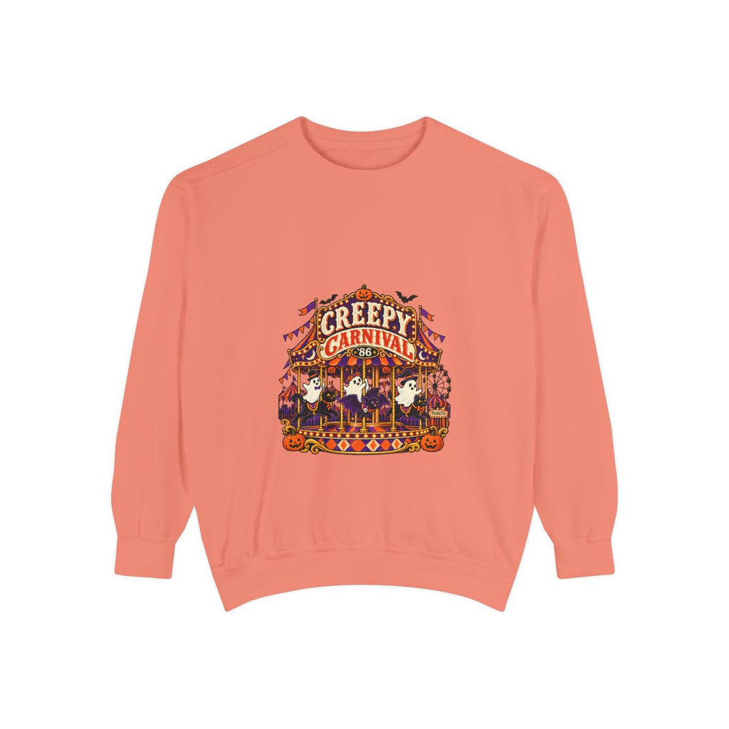 Creepy Carnival Illustration Sweatshirt | Halloween Carousel, Pumpkins