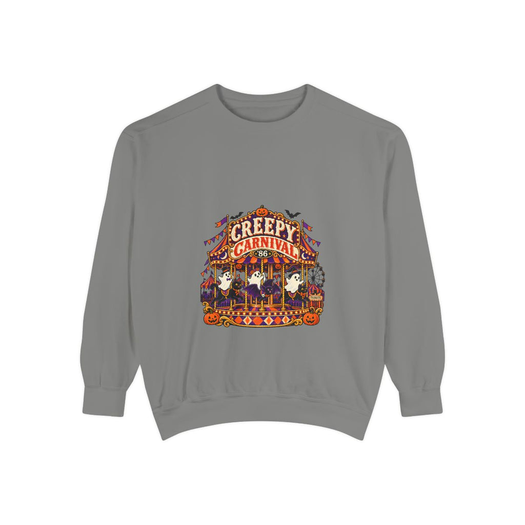 Creepy Carnival Illustration Sweatshirt | Halloween Carousel, Pumpkins