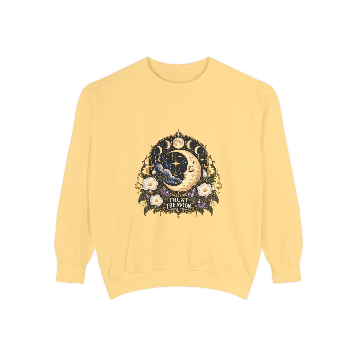 Crescent Moon Floral Illustration Sweatshirt | Night Witch Tarot Vibes