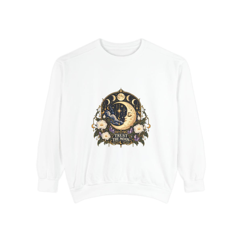 Crescent Moon Floral Illustration Sweatshirt | Night Witch Tarot Vibes