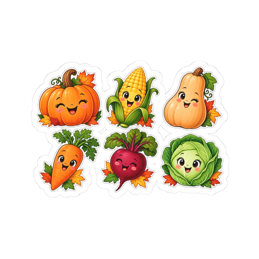 Cute Autumn Veggies sticker set | Pumpkin Corn Carrot Beet Cabbage kiss-cut stickers