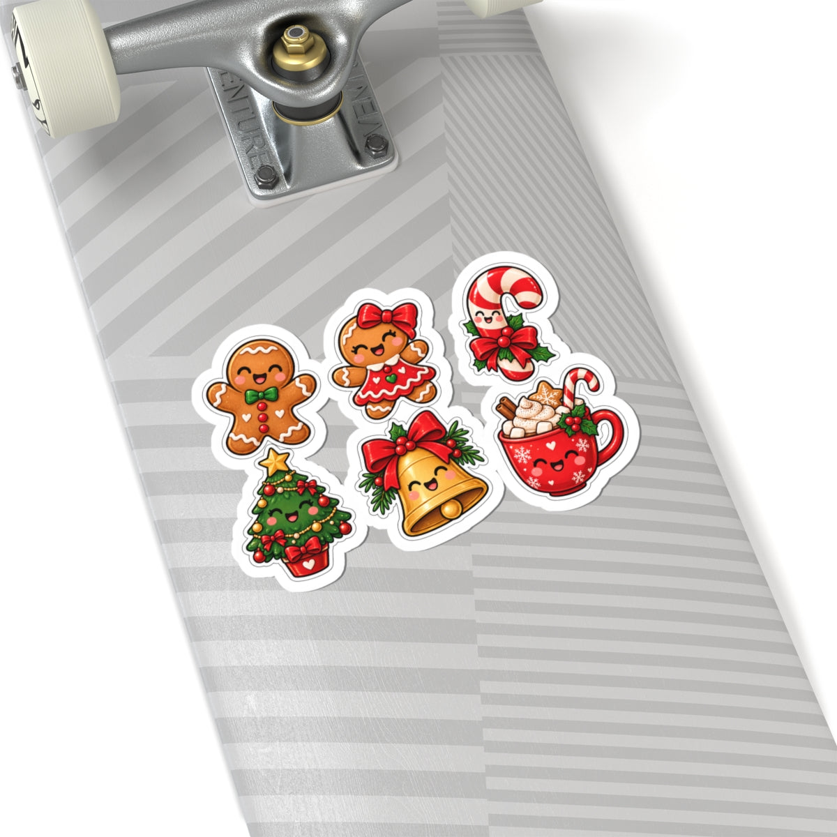 Cute Christmas Characters Kiss-Cut Stickers | Gingerbread, Tree, Bell, Candy Cane