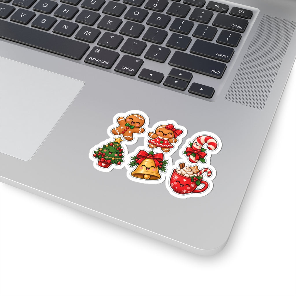 Cute Christmas Characters Kiss-Cut Stickers | Gingerbread, Tree, Bell, Candy Cane