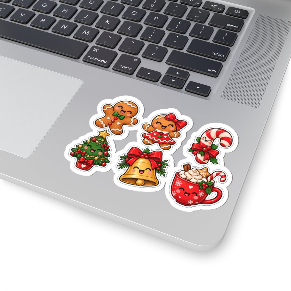 Cute Christmas Characters Kiss-Cut Stickers | Gingerbread, Tree, Bell, Candy Cane