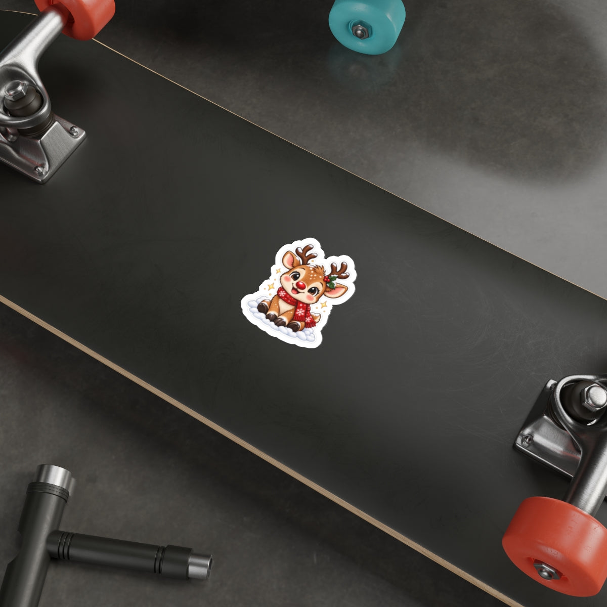 Cute Christmas Reindeer Die-Cut Sticker | Holiday Antler Character