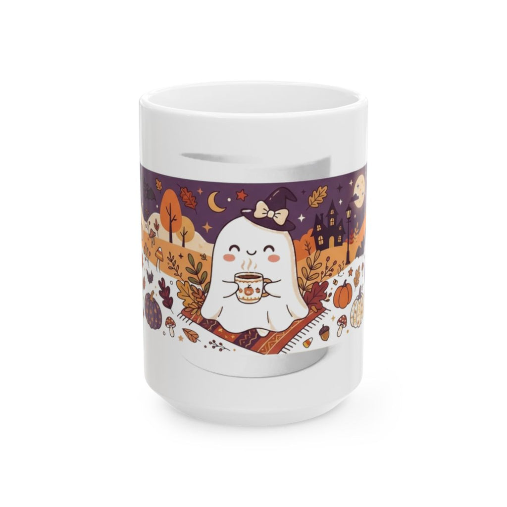 Cute Ghost Drinking Coffee Mug | Halloween Fall Coffee Cup
