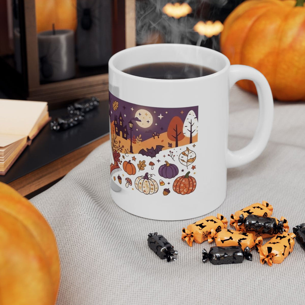 Cute Ghost Drinking Coffee Mug | Halloween Fall Coffee Cup
