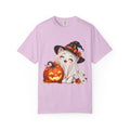 Cute Ghost Kitty with Jack-o'-Lantern T-Shirt | Halloween Cat Pumpkin Design