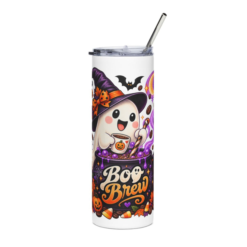 Cute Ghost Witch Boo Brew Tumbler | Halloween Stainless Steel 20oz