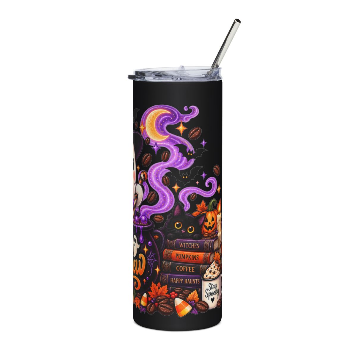 Cute Ghost Witch Boo Brew Tumbler | Halloween Stainless Steel 20oz