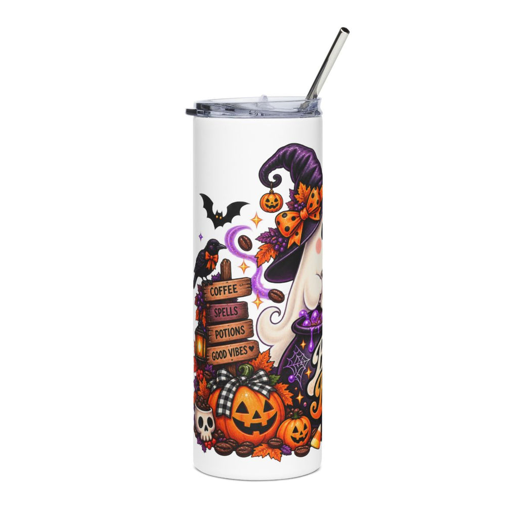 Cute Ghost Witch Boo Brew Tumbler | Halloween Stainless Steel 20oz